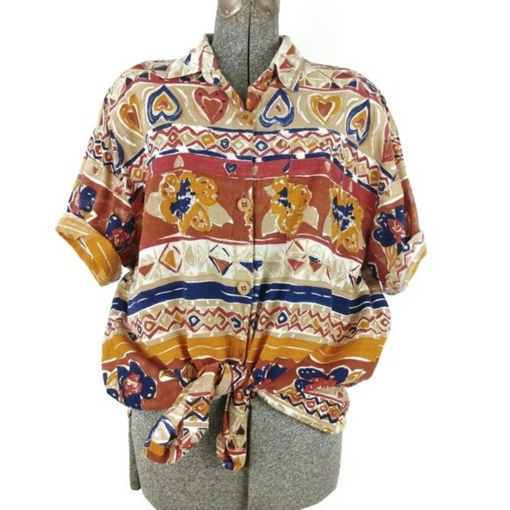Vintage Heart and Floral Button Up Size 20/40 E14